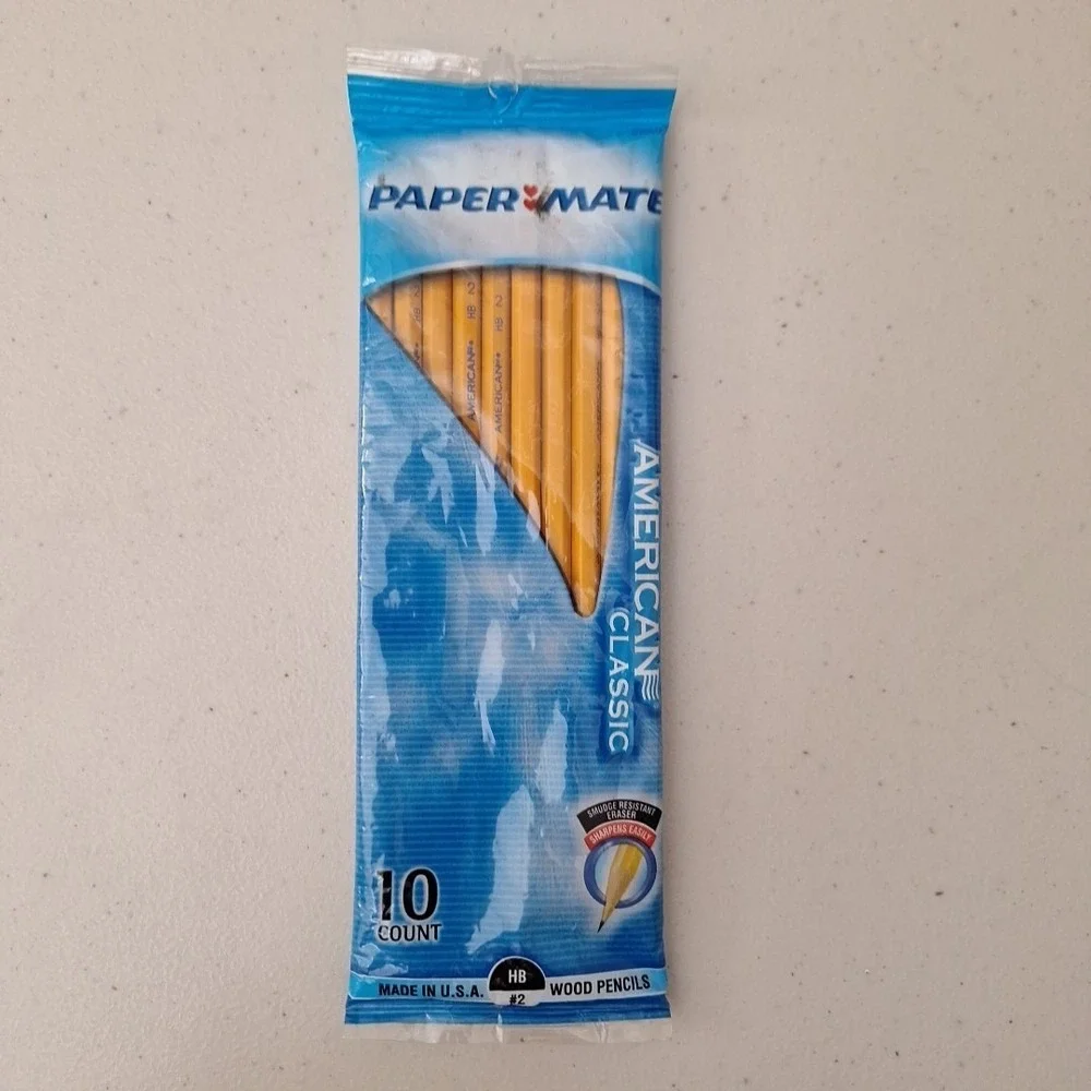 Vintage‎ Paper Mate American NATURAL Wood Pencils 10 Count HB #2 USA NEW!